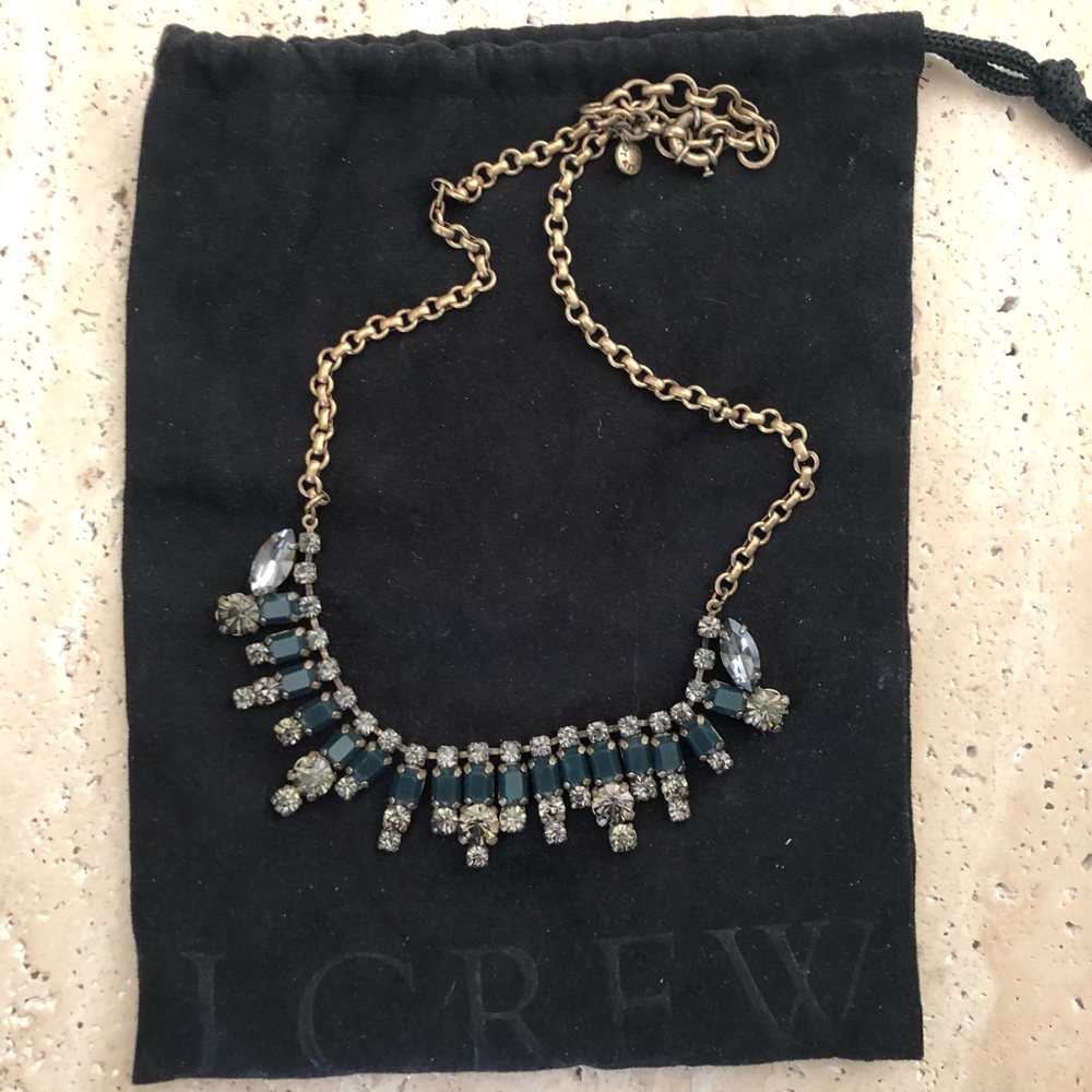 J Crew Navy Stone & Rhinestone Necklace
